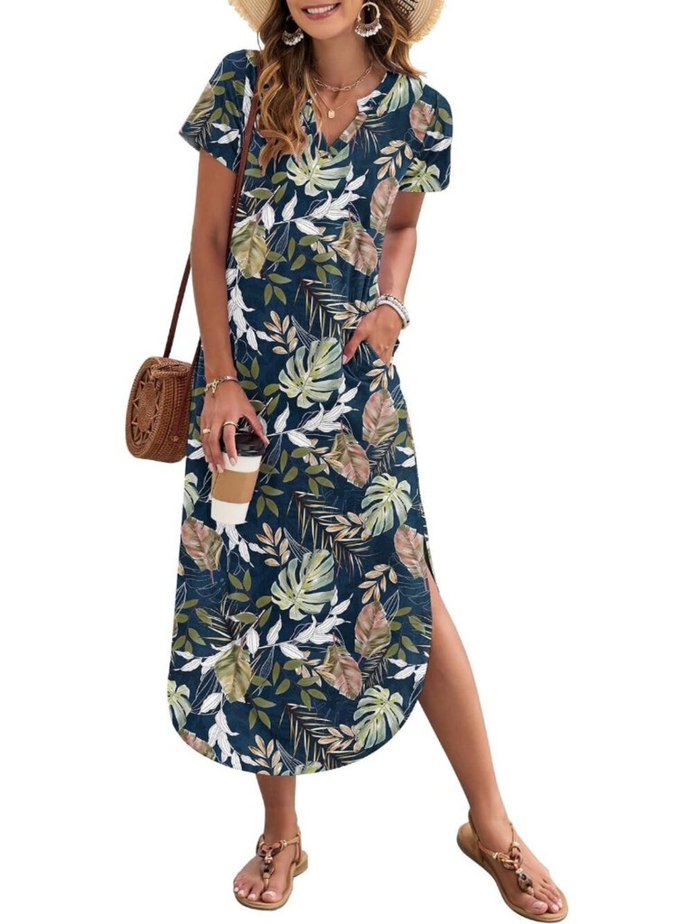 Summer Maxi Dress with Pockets | Women's Short Sleeve Casual Dress